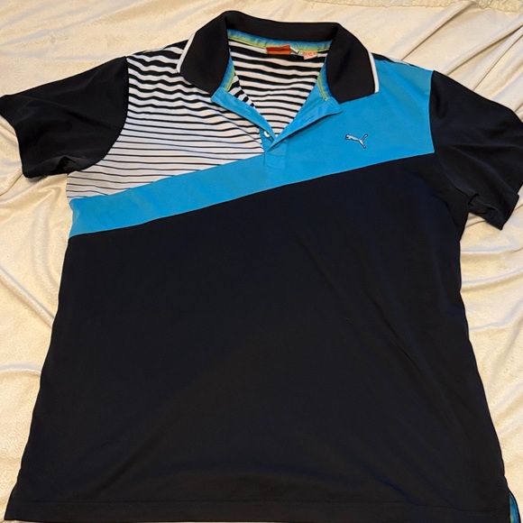 Puma Other - Puma Men's Striped Blue and Black Polo